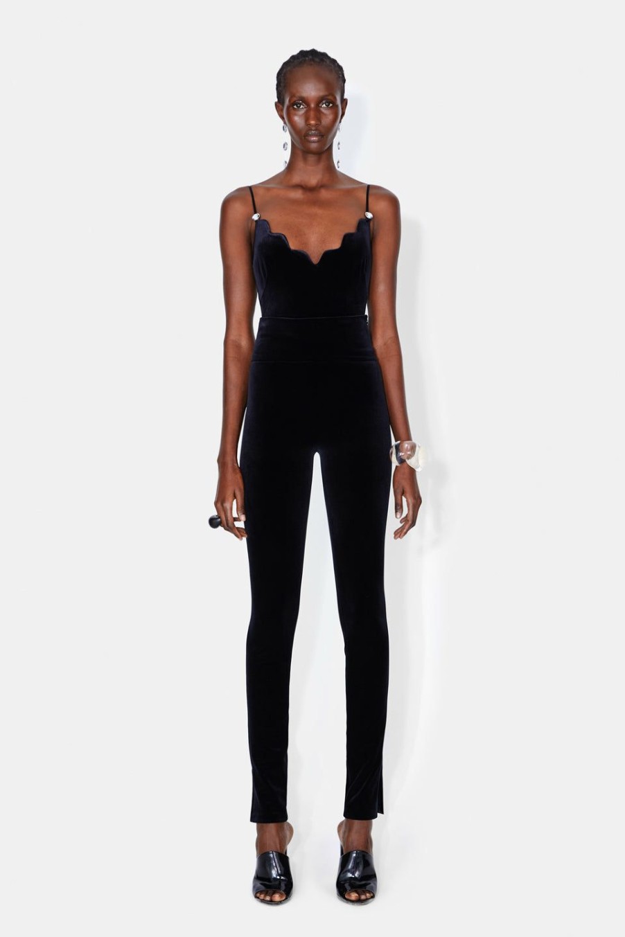 Velvet Bodysuit Black